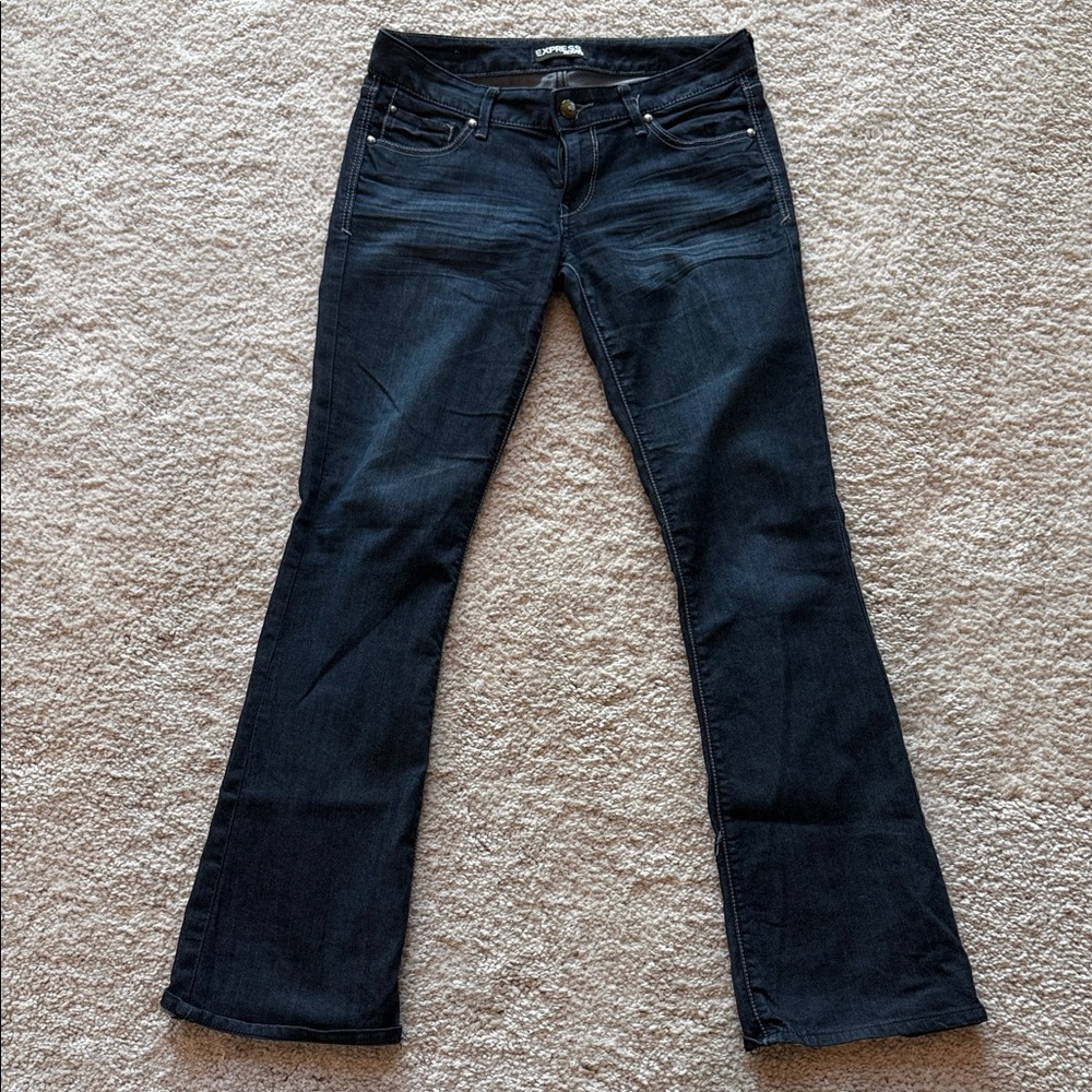 Express Dark Indigo Flare Jeans